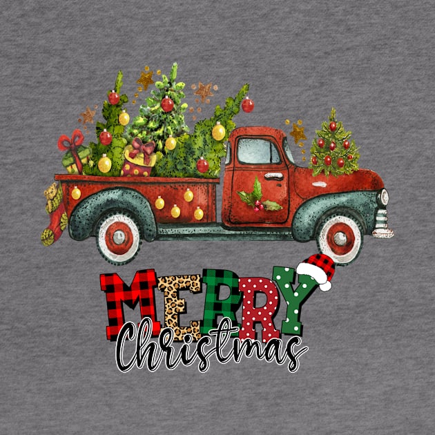 Vintage Wagon Christmas T-Shirt - Tree on Car Xmas Merry Christmas Gift by peskybeater
